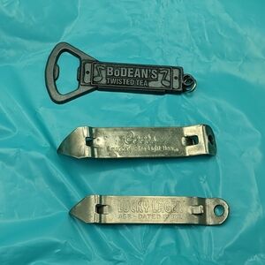 Beer Bottle Opener 3 Brands Coors,  Lucky Lager, BoDeans Pre-owned Keychain Hole